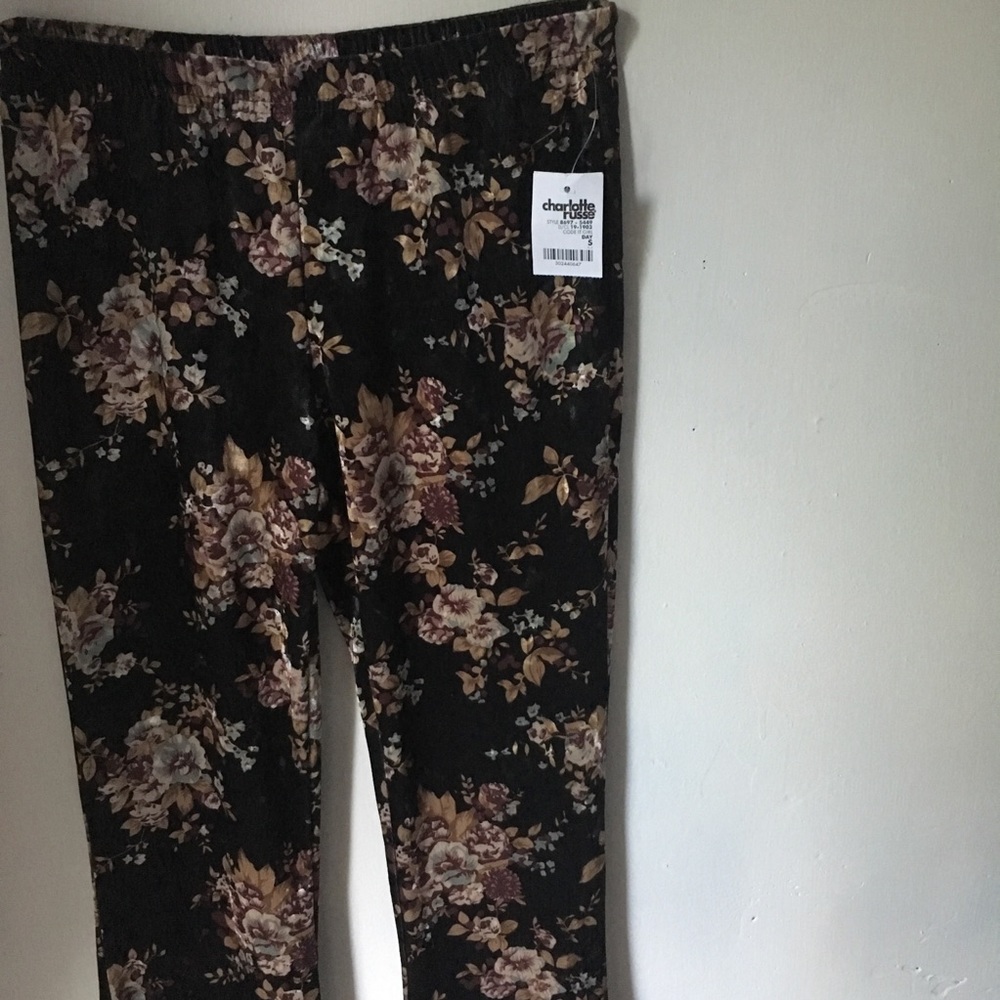 Floral Velvet Bell Bottom Pants